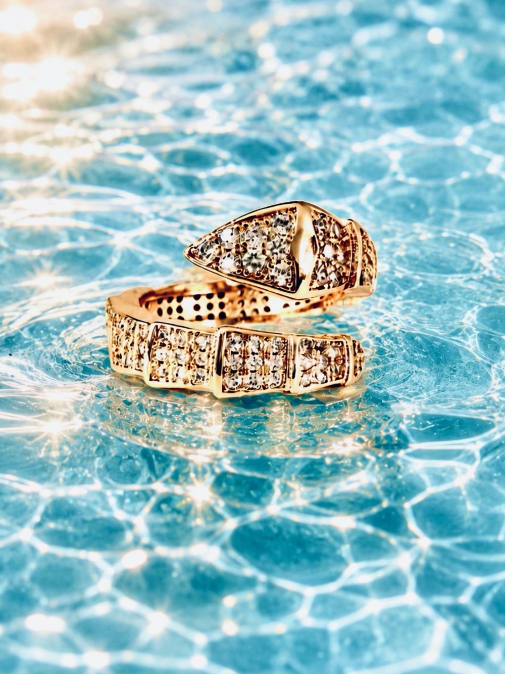 Gold-Tone Pavé Crystal Serpent Wrap Ring